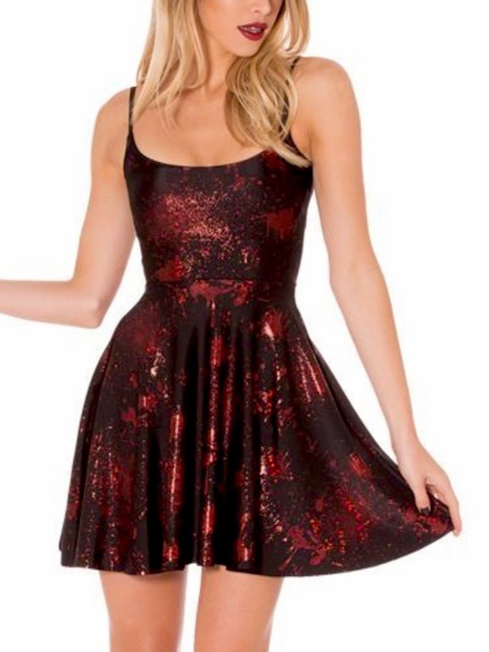 Blackmilk Blood Splatter Mini Strappy Metallic Dress Halloween